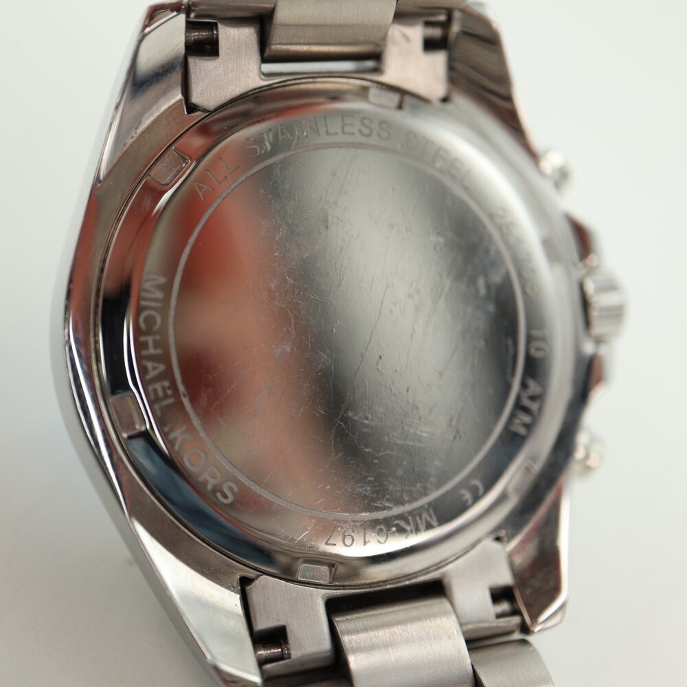 Michael Kors Bradshaw Silver Tone 37mm Chronograph Watch MK6197 w New Battery - Picture 12 of 12